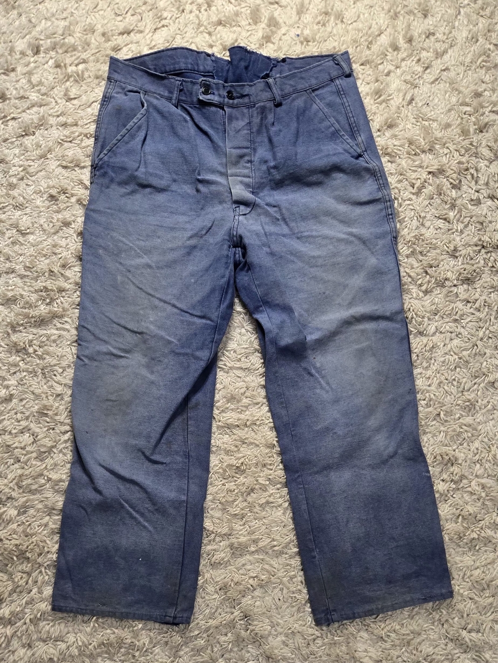 VTG 70s Euro Navy Blue Work Pants 34x32